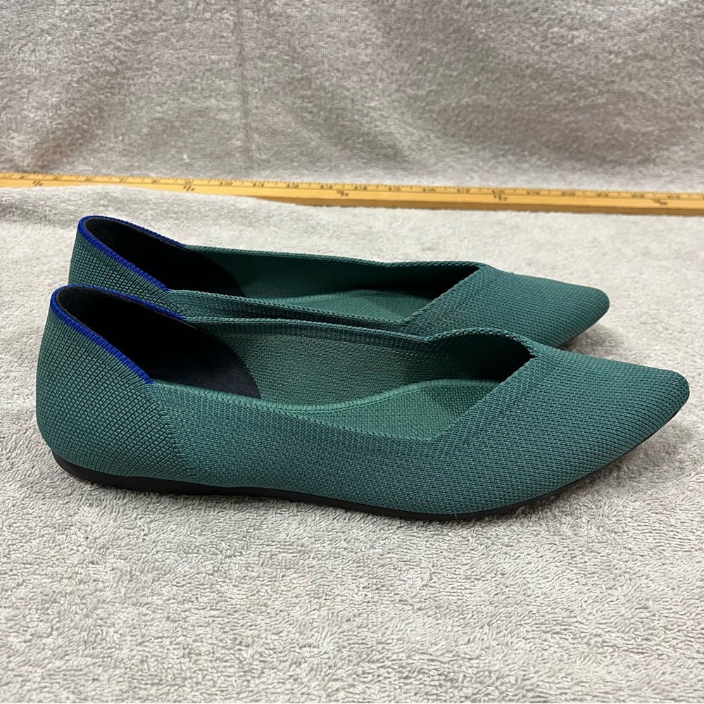 Rothy's Emerald Green Birdseye Ballet The Flat Pointed Toe Retired Sz 7.5